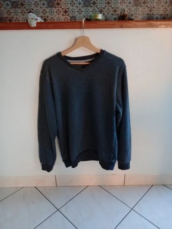 Pull homme L gris anthracite avec coudières c70