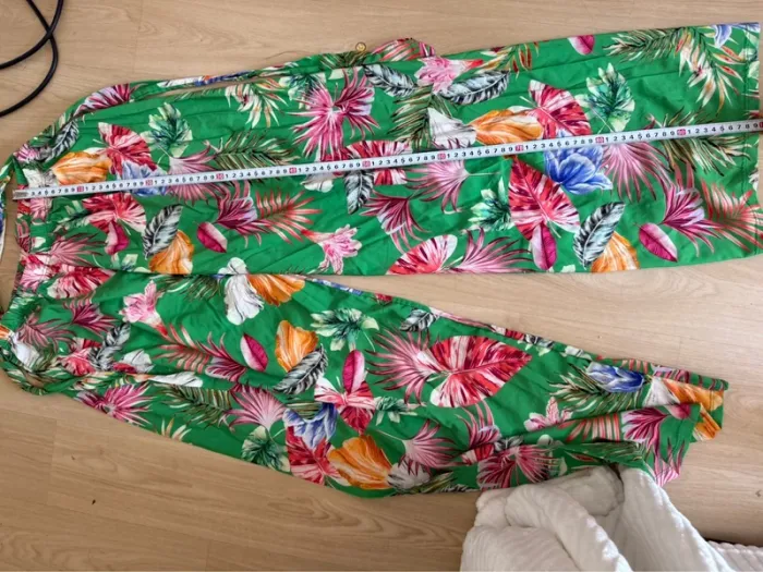 Pantalon Fluide Imprimé Tropical Vert - Jambe Large - Été taille S/M - photo numéro 5