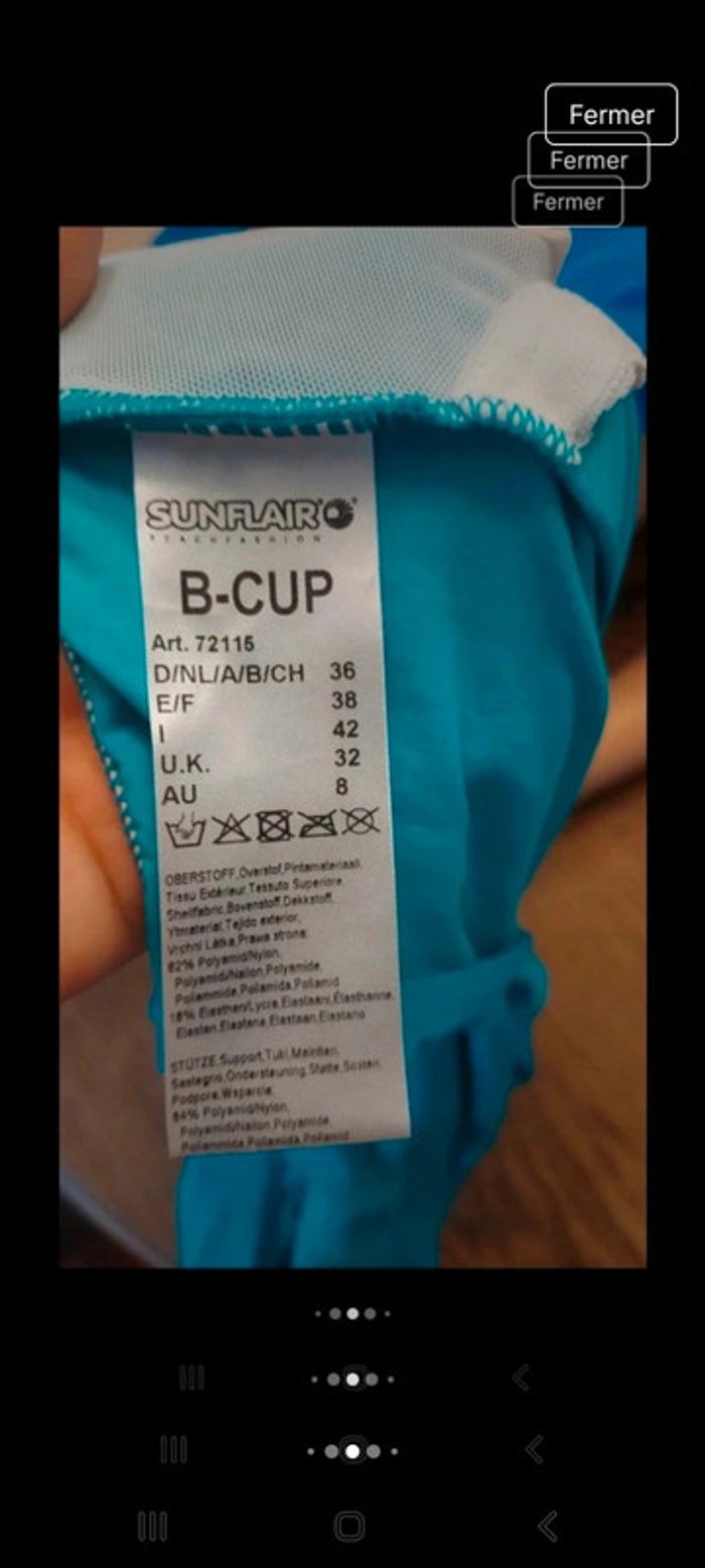 Jolie Maillot de bain Sunflair be 36 fr 38 cup B - photo numéro 8