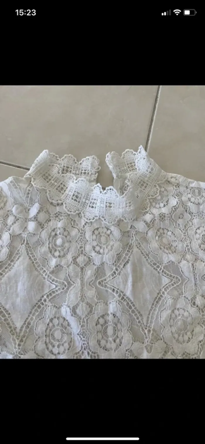 Haut en dentelle blanc femme - photo numéro 2