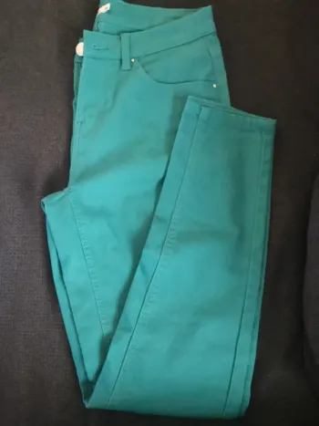 Pantalon chino slim vert femme 38