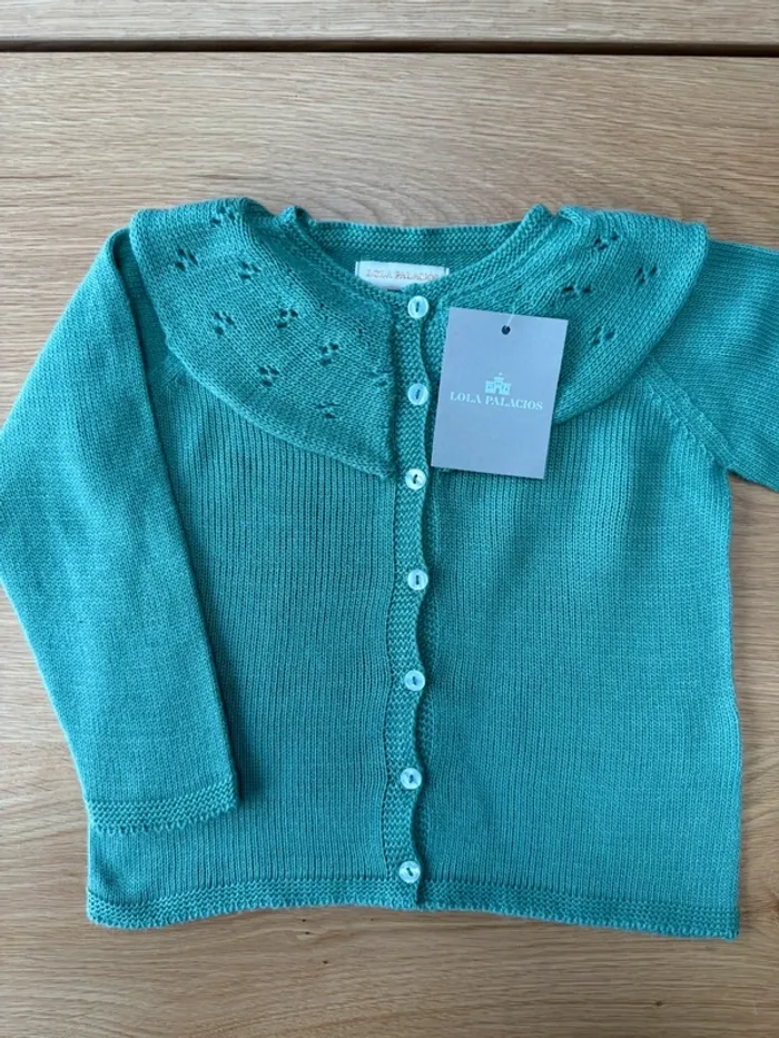 Gilet vert large col ajouré Neuf - Taille 3 Ans - photo numéro 2