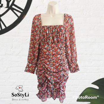 Robe rouge fleurie Only Taille S