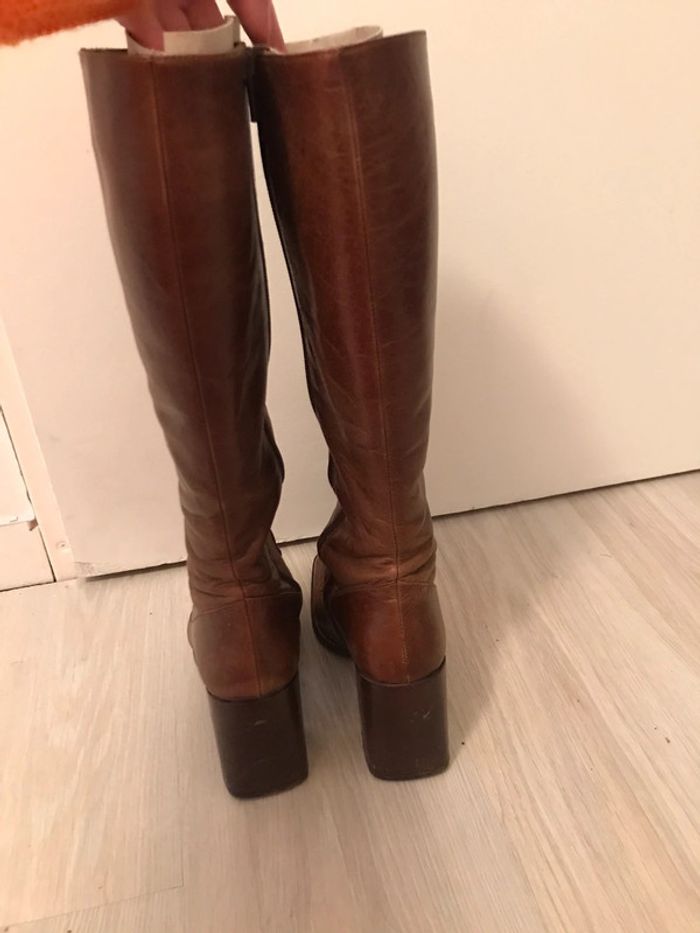 Bottes hautes bout carré marron Jonak - photo numéro 3