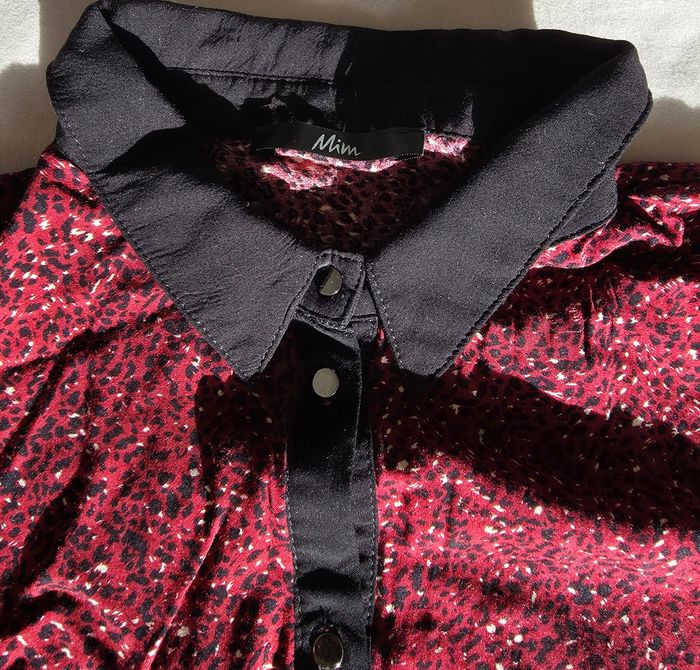 Mim Chemisier Léopard Viscose Rouge Noir Très bon état M - photo numéro 4