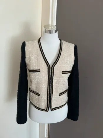 Mango, veste, blazer, beige et noir, femme, taille 38