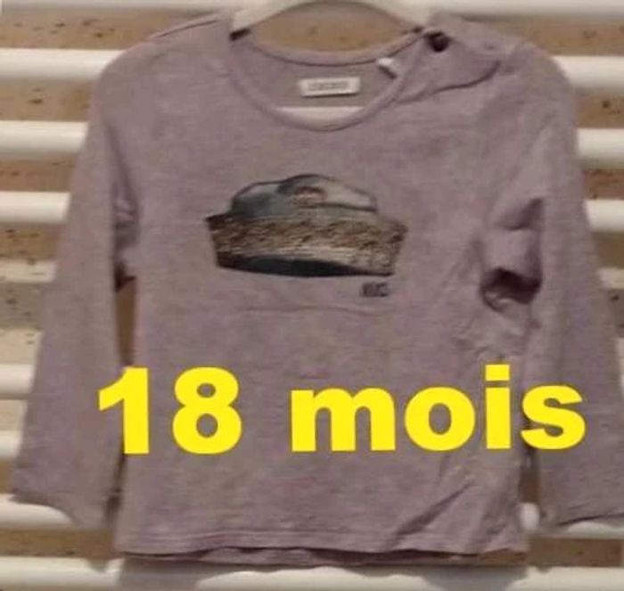 Tee  shirt  manche longue parme  motif  chapeau  multicolore  IKKS  Taille  18  mois