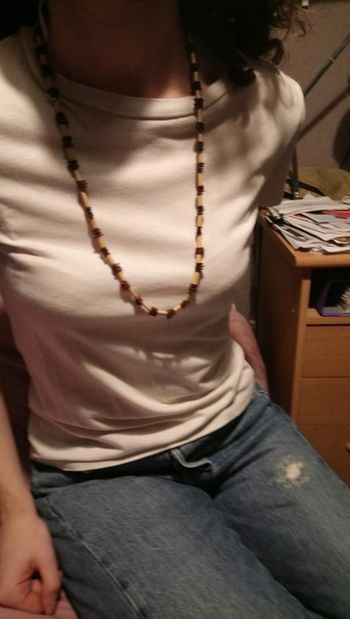 Sautoir imitation bambou et plastique