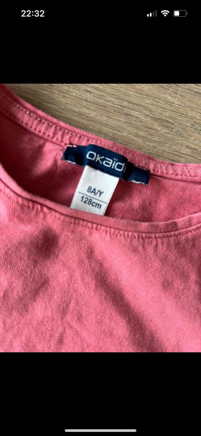 Teeshirt rose motif hippocampe 8 ans manches courtes - photo numéro 2