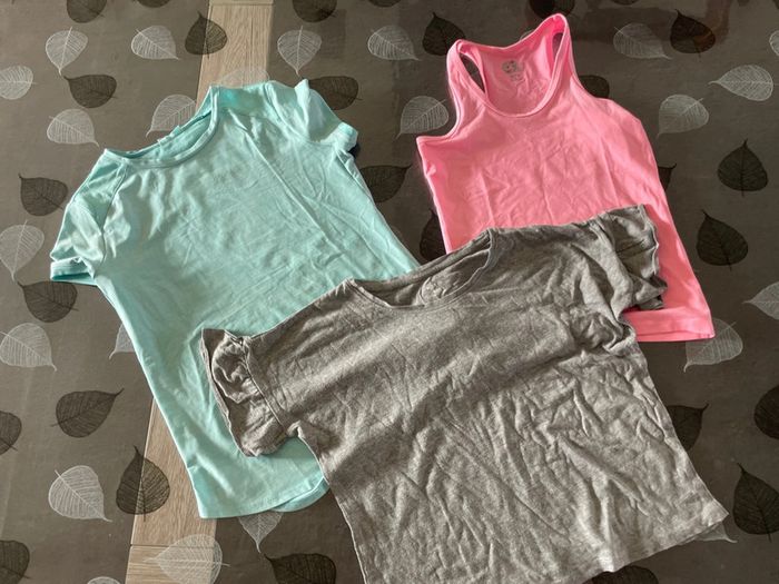 Lot 3 teeshirts 10 ans (turquoise rose et gris)