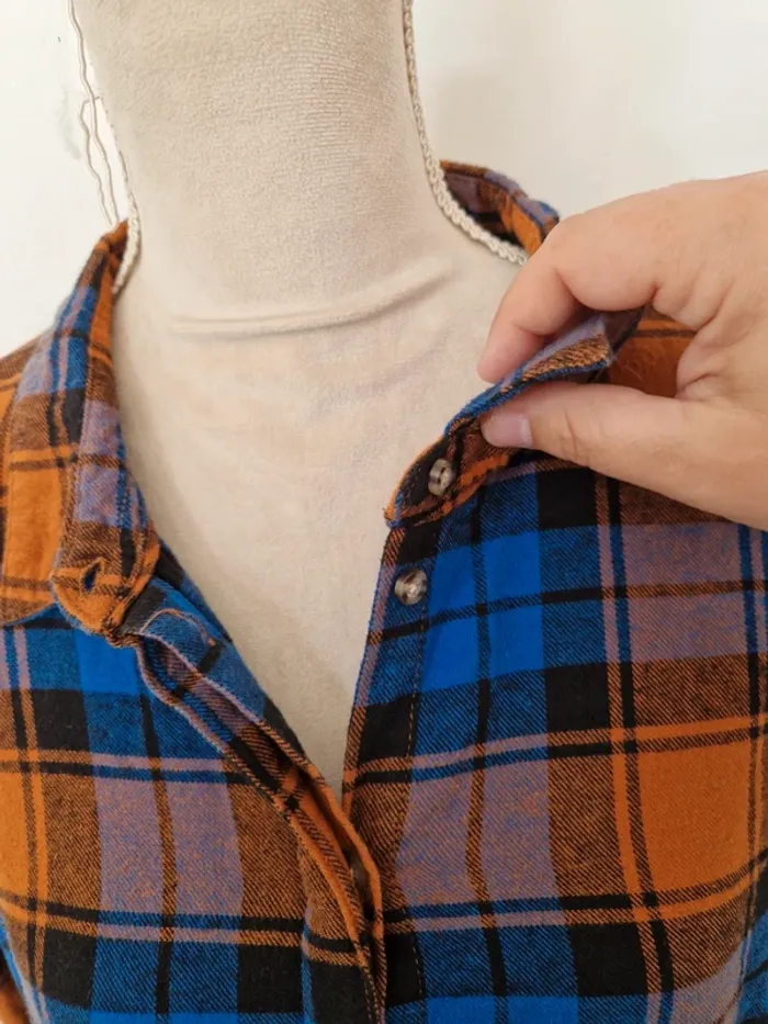Veste chemise a carreaux bleu orange bon prix taille 52 - photo numéro 4