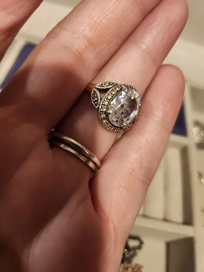 Bague en quartz blanc et argent 925 taille 50 - photo numéro 3