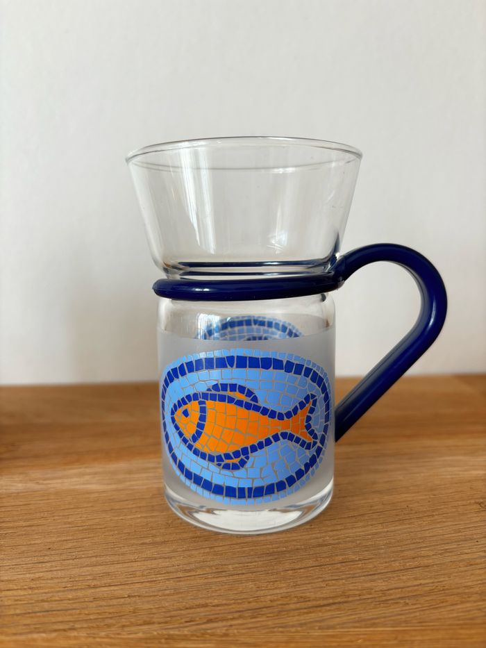 Lot de deux tasses anse amovible imprimé poisson - photo numéro 2