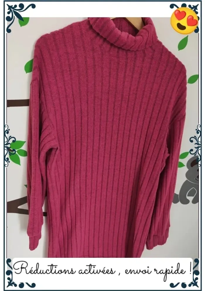 Robe pull rose femme L - photo numéro 2
