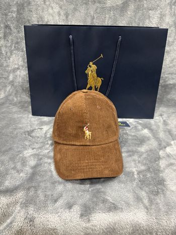 Casquette Polo Ralph Lauren en velours côtelé marron avec logo brodé