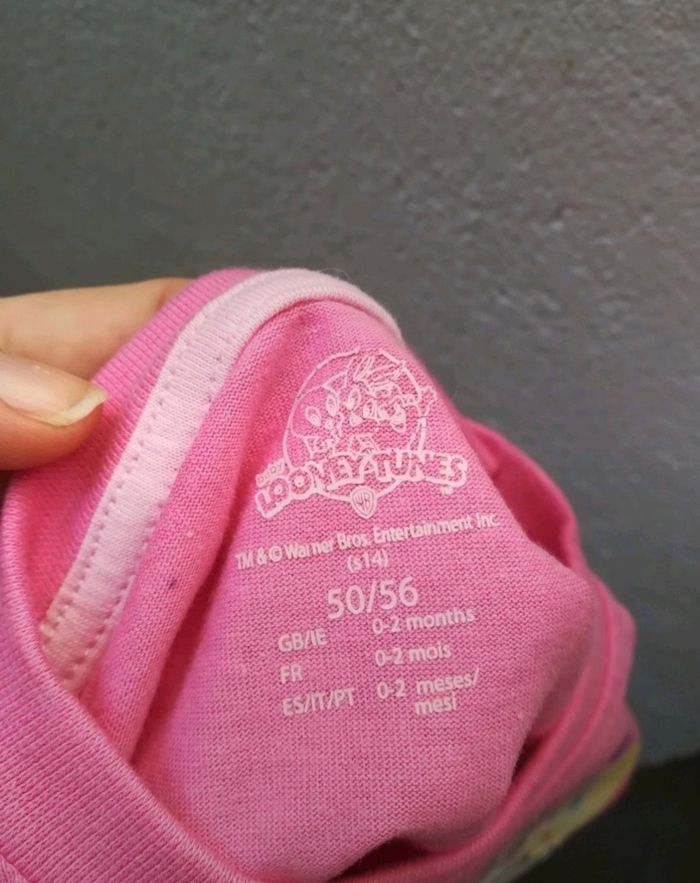 Tee-shirt neuf rose 100% coton fille 0/2 mois Looney Tunes - photo numéro 3