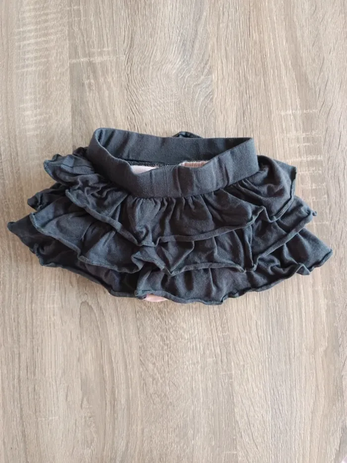 Ensemble haut top t-shirt manches courtes et jupe culotte rose et noir bébé fille 3 mois Lucky kid - photo numéro 5