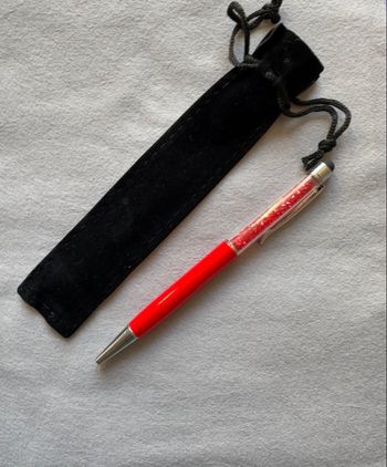 Stylo strass rouge avec étui 