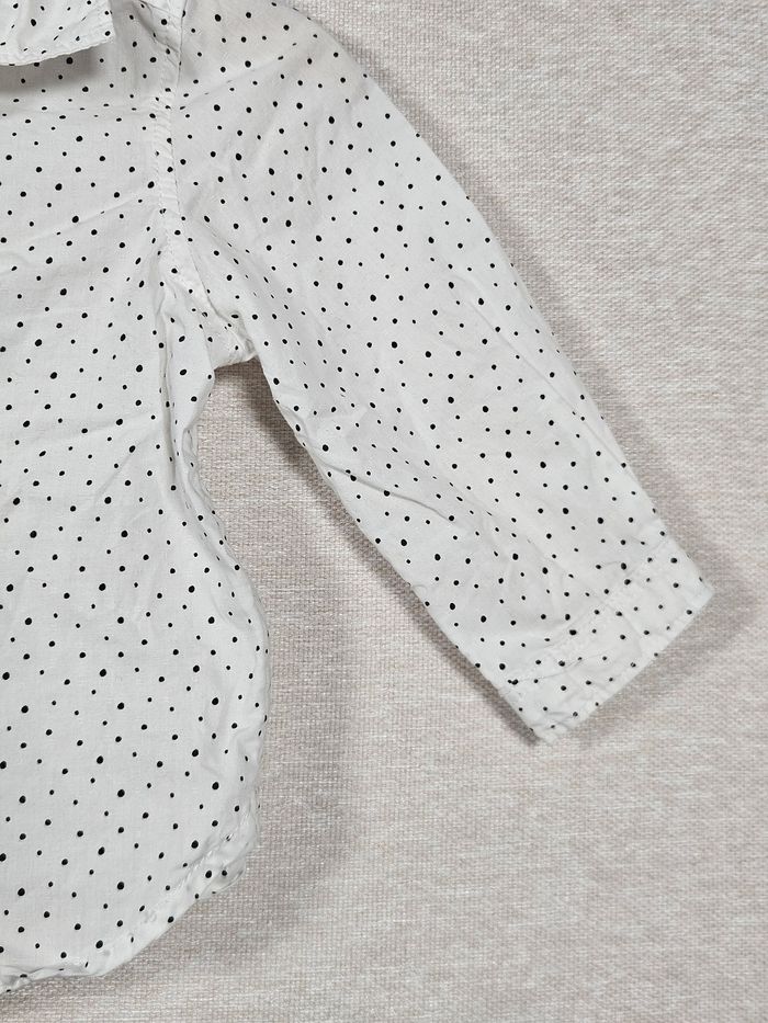 Chemise manches longues blanche a pois noir kiabi 9 mois 69-72cm - photo numéro 5