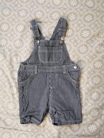 Salopette short rayure bleu marine blanc TeX baby 18 mois