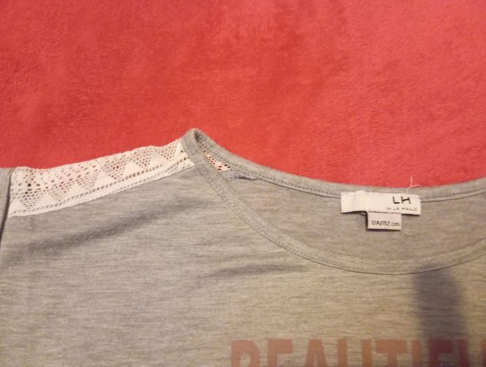 Tee-shirt court  mc détail broderie épaule 12 ans LH 152cm - photo numéro 3