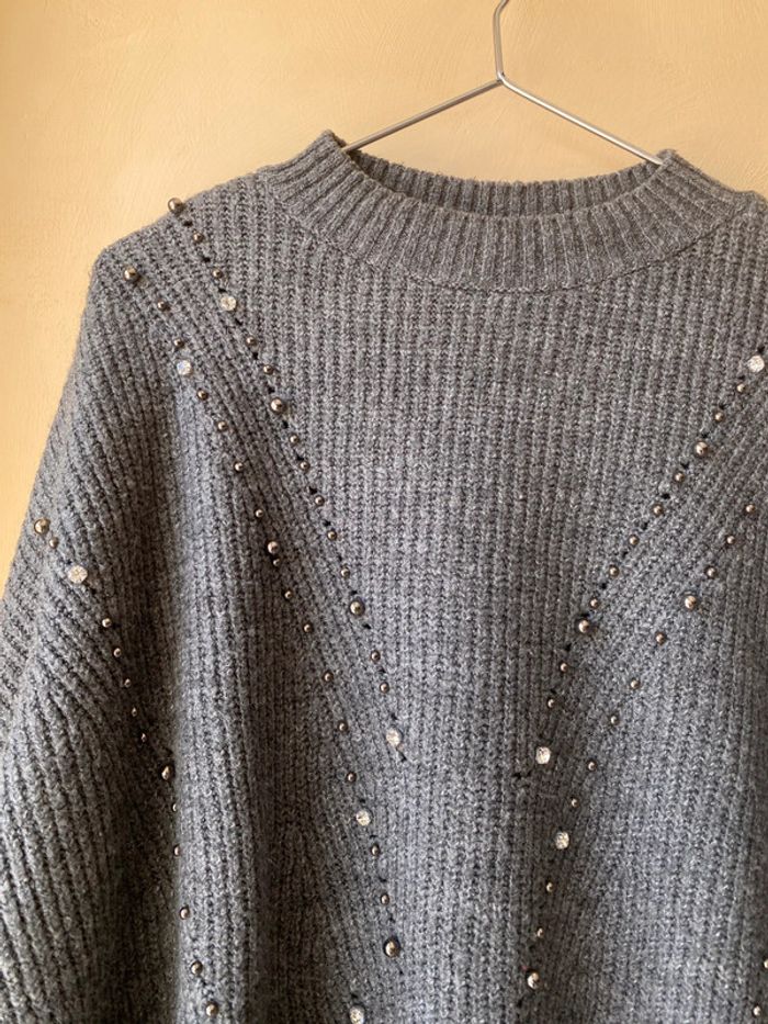 Pull gris strass Stradivarius S - photo numéro 6