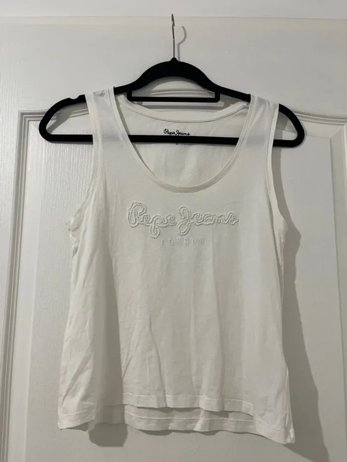 Débardeur Pepe jeans perles blanc