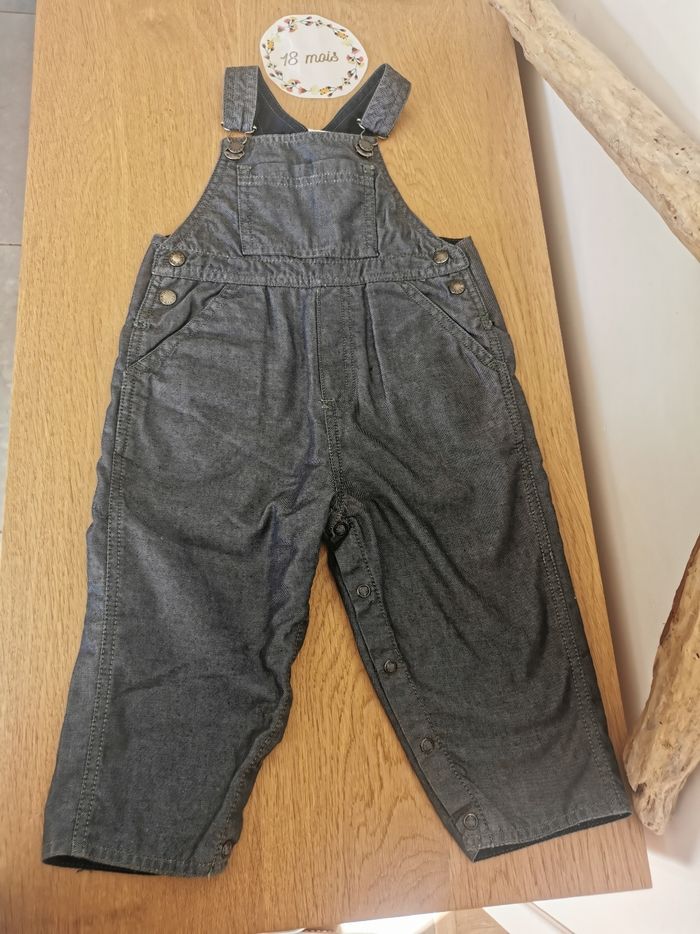 Salopette en coton bleu jeans bébé garçon 18mois petit bateau Tbe