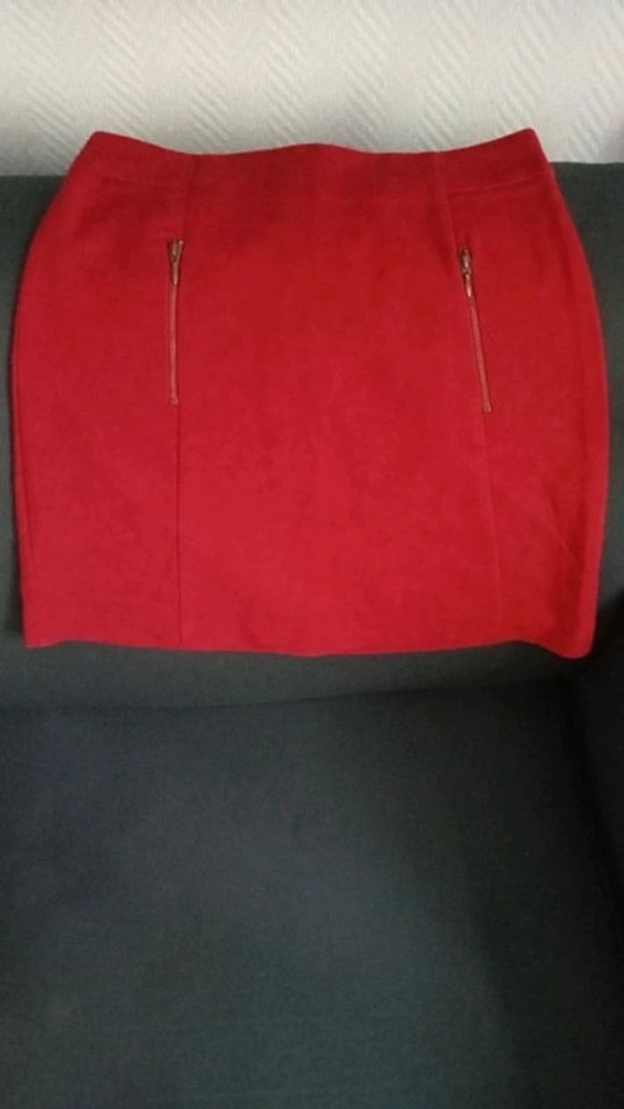 Jupe courte rouge camaïeu
