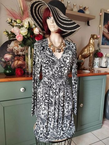 🌾Robe Fluide Imprimé Graphique Manoukian T38🌾