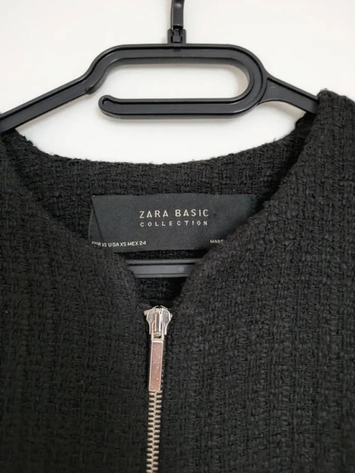Robe effet tweed noire zippée - Zara Taille XS (34) - photo numéro 3