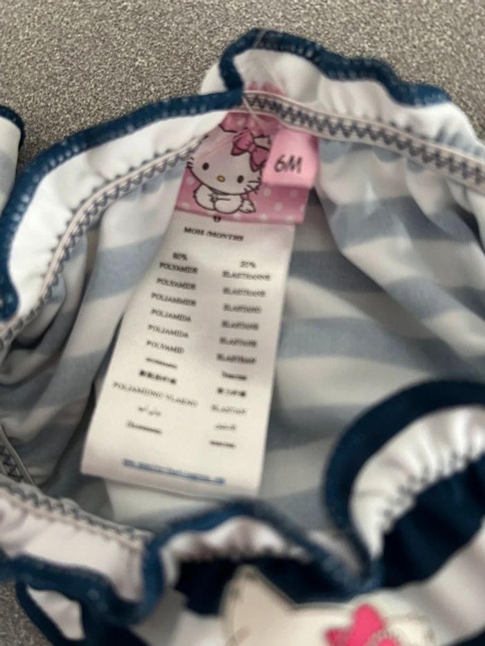 Maillot de bain rayé bleu blanc Hello kitty taille 6 mois - photo numéro 4