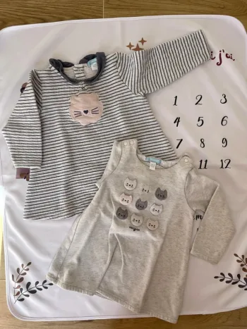 Lot de 2 robes bébé fille – Obaïbi – Taille 23 mois / 86 cm 👗👧