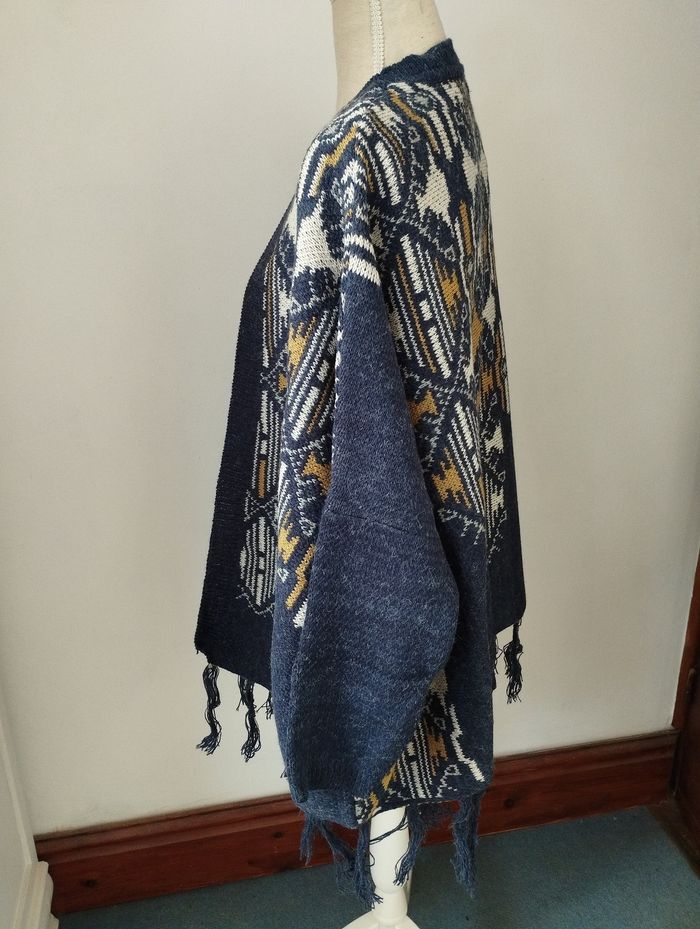 Poncho jacquard bleu - Mim - T.M - Neuf - photo numéro 3