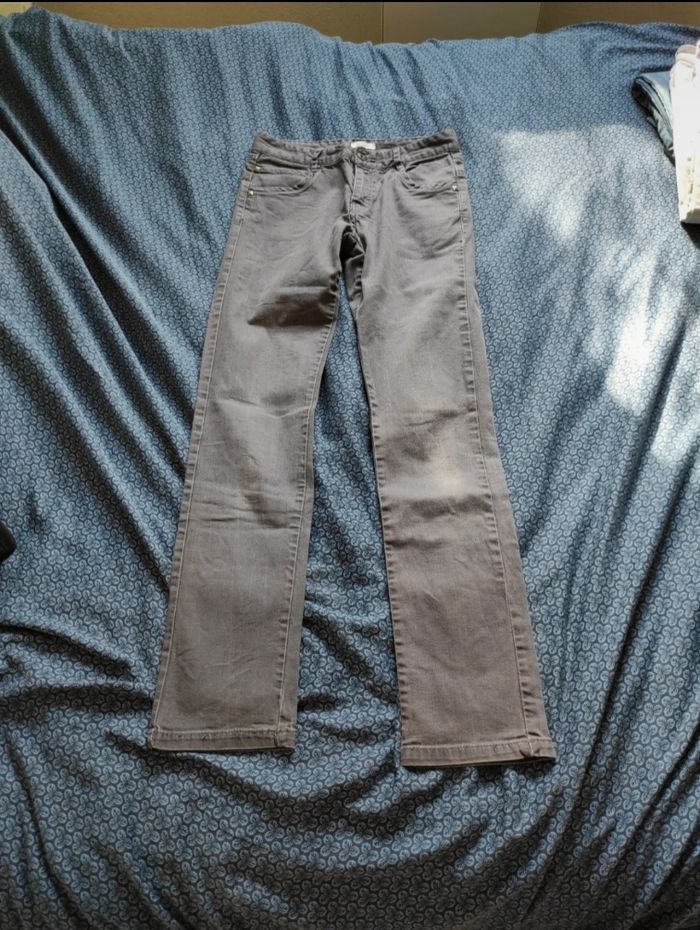 Pantalon jean gris droit avec de vraies poches drapeau anglais England uk - photo numéro 2