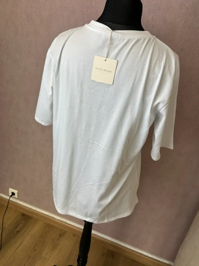 top femme tshirt femme blanc coton taille 38 taille 40 tshrit été femme top imprimé - photo numéro 3