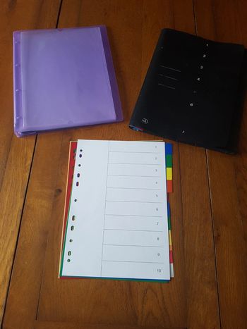 Lot trieur + petit classeur souple +  intercalaires