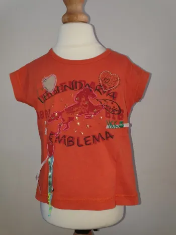 T-shirt IKKS orange motif cheval 3 ans