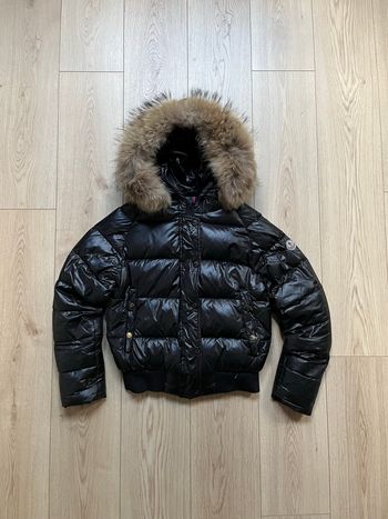 Moncler fur hood jacket black