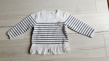 Vêtement fille pull blanc rayé motif cœurs dorés Orchestra 4 ans