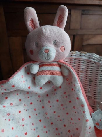Doudou lapin rose Mots d'enfants