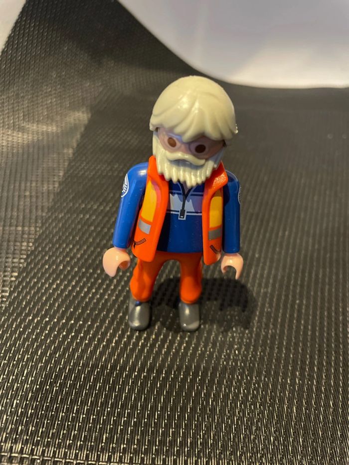 Playmobil figurine homme cheveux barbe gris lunettes rescue sauveteurs gardes côtes - photo numéro 3