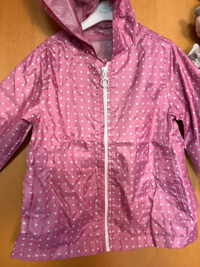 Veste de pluie / parka rose à pois 3 ans - photo numéro 2
