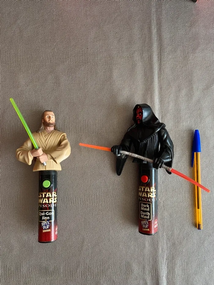 2 Spin Pop Candy Star Wars épisode 1 - Qui Gon + Darth Maul - Lucasfilm 1999 - photo numéro 2