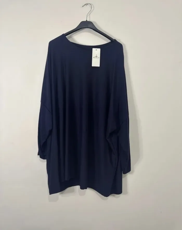 Tunique Femme Bleu Marine – Manches Longues – Grande Taille (jusqu’au 56)