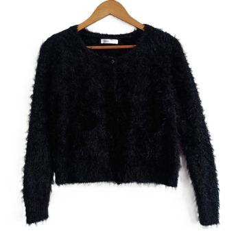 Gilet court noir poilu. Gilet crop. Dream Look. Taille 36 / 38