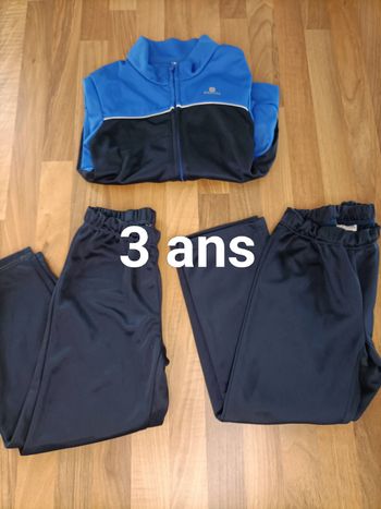 Ensemble 3 pièces jogging Decathlon bleu 3 ans : 1 veste +2 pantalons
