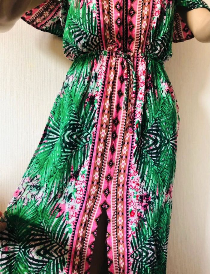 🌴🌿Robe de vacances tropicale ethnique épaules dénudées Summer ethnic jungle Off-shoulder dress🌿🌴 - photo numéro 17