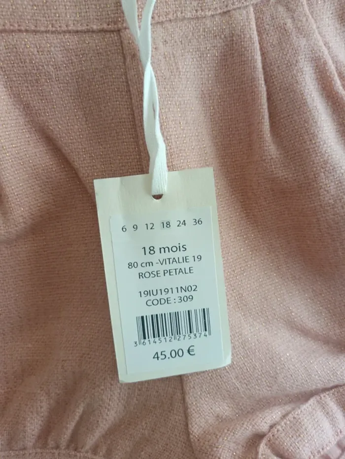 Short en laine rose Natalys 18 mois 80 cm neuf avec étiquette 🏷 - photo numéro 3