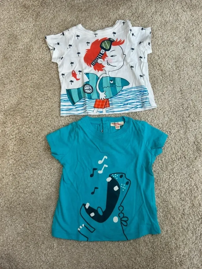 Lot de 2 tee-shirts à manches courtes garçon- 12 mois - du pareil au même